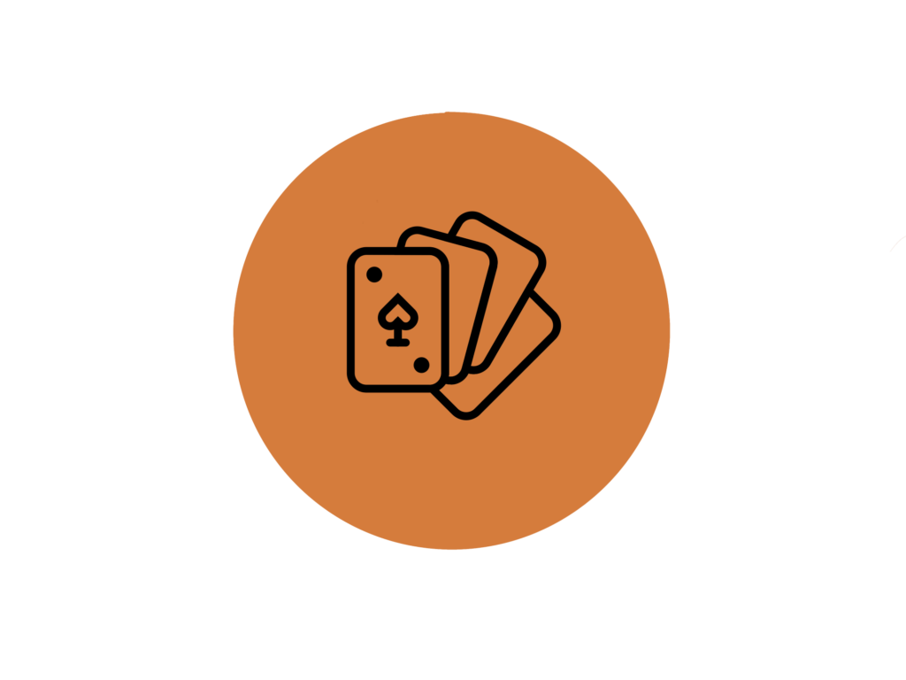 Pictogramme noir sur fond orange d'un jeu de carte