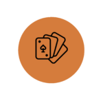 Pictogramme noir sur fond orange d'un jeu de carte