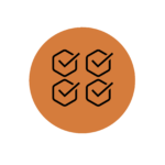 Pictogramme noir sur fond orange d'une liste de tâche