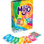 Présentation du jeu de société Mojo avec sa boite et une présentation de ses cartes en éventail